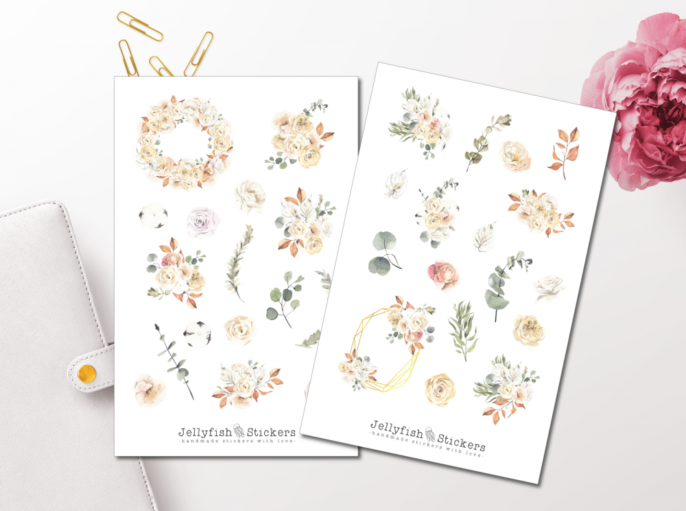 Herbst Blumen Sticker Set